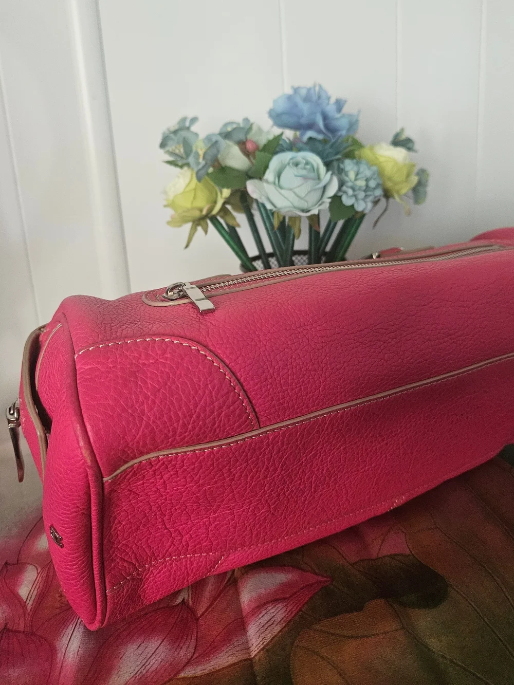 Etienne Aigner Fuchsia Pink Pebble Leather Satchel Handbag